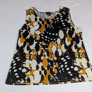 Patterned Sleeveless Top - Black, White, and Gold
